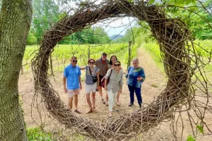 Guest during tour of Mulini di Segalari biodynamic vineyard Estate in Tuscany