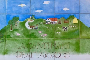 Painted tiles depicting the _La Cantina di Grattamacco_ Vineyard