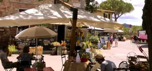 Small Tuscany Village Piazza on a Tour of Vineyards in Italy Small Tuscany Village Piazza on a Tour of Vineyards in Italy